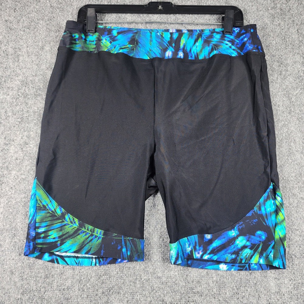 Swimsuits For All Tropical Palm Bike Shorts Swim Bottoms Black Blue Green 18